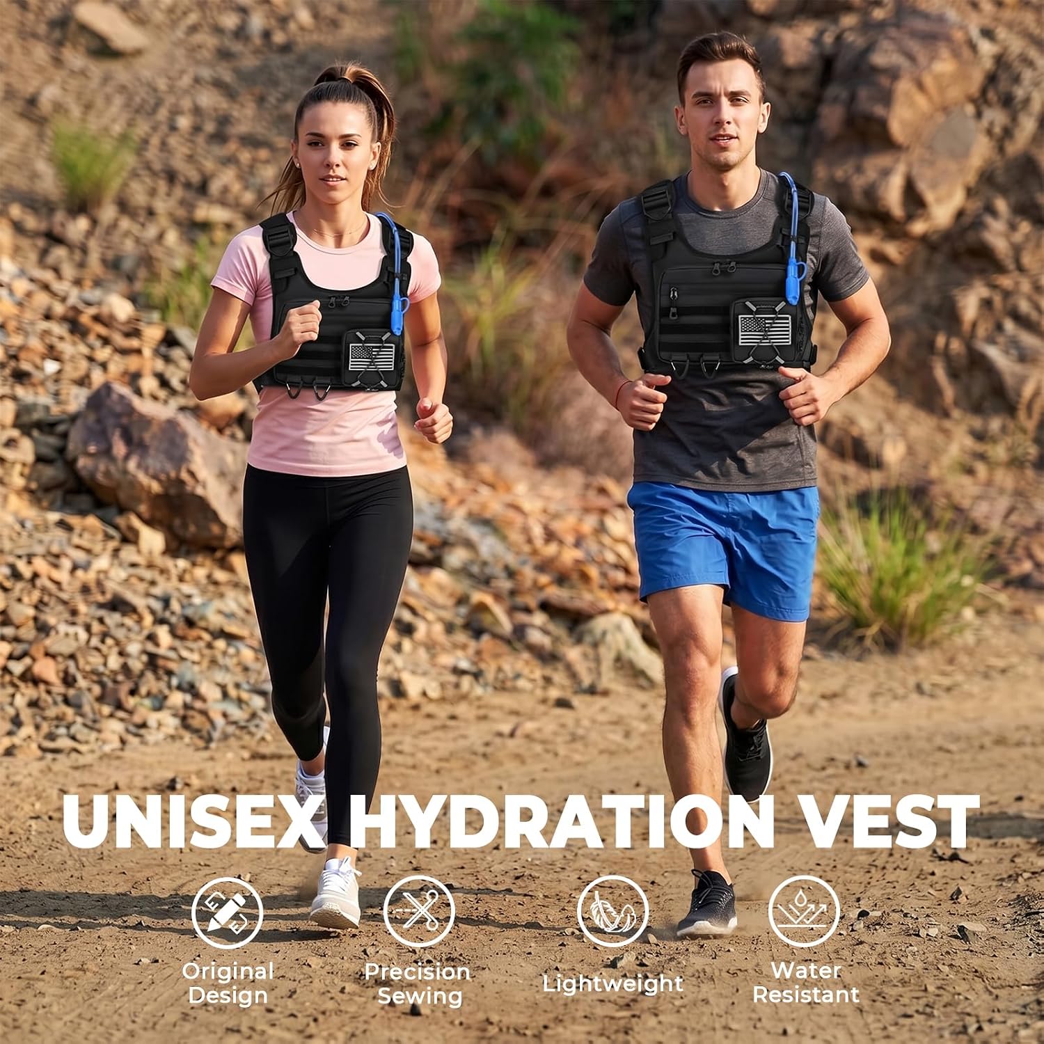 Hydration Vest with 2L Water Bladder for Men and Women,Lightweight Adjustable Hydration Backpack,Hiking Backpack with Water Bladder for Climbing Cycling Hiking