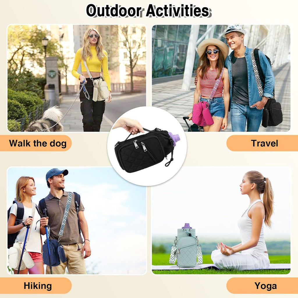 AGLOD Water Bottle Carrier Bag with Strap, Water Bottle Holder Crossbody Bags for Women Men for Walking, Hiking,Cycling