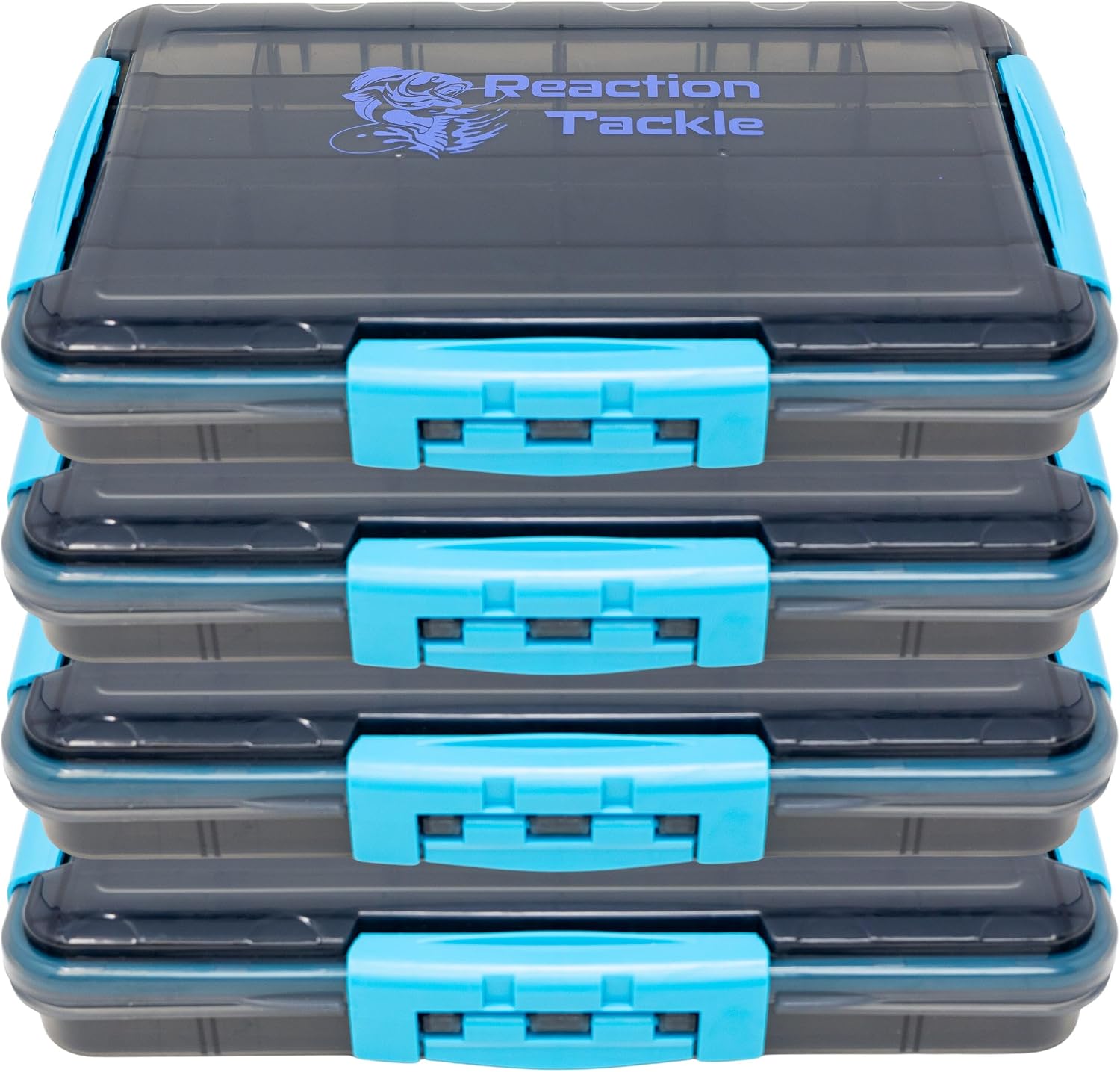 Reaction Tackle Premium Tackle Trays, Water Resistant Fishing Tackle Box Organizers with Triple Clip Closure, Removable Dividers and Clear View Design - 3600 (2-Pack)