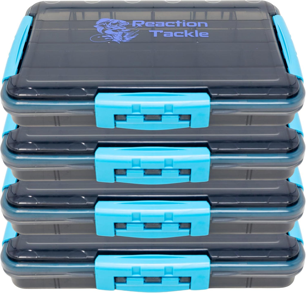 Reaction Tackle Premium Tackle Trays, Water Resistant Fishing Tackle Box Organizers with Triple Clip Closure, Removable Dividers and Clear View Design - 3700 (2-Pack)