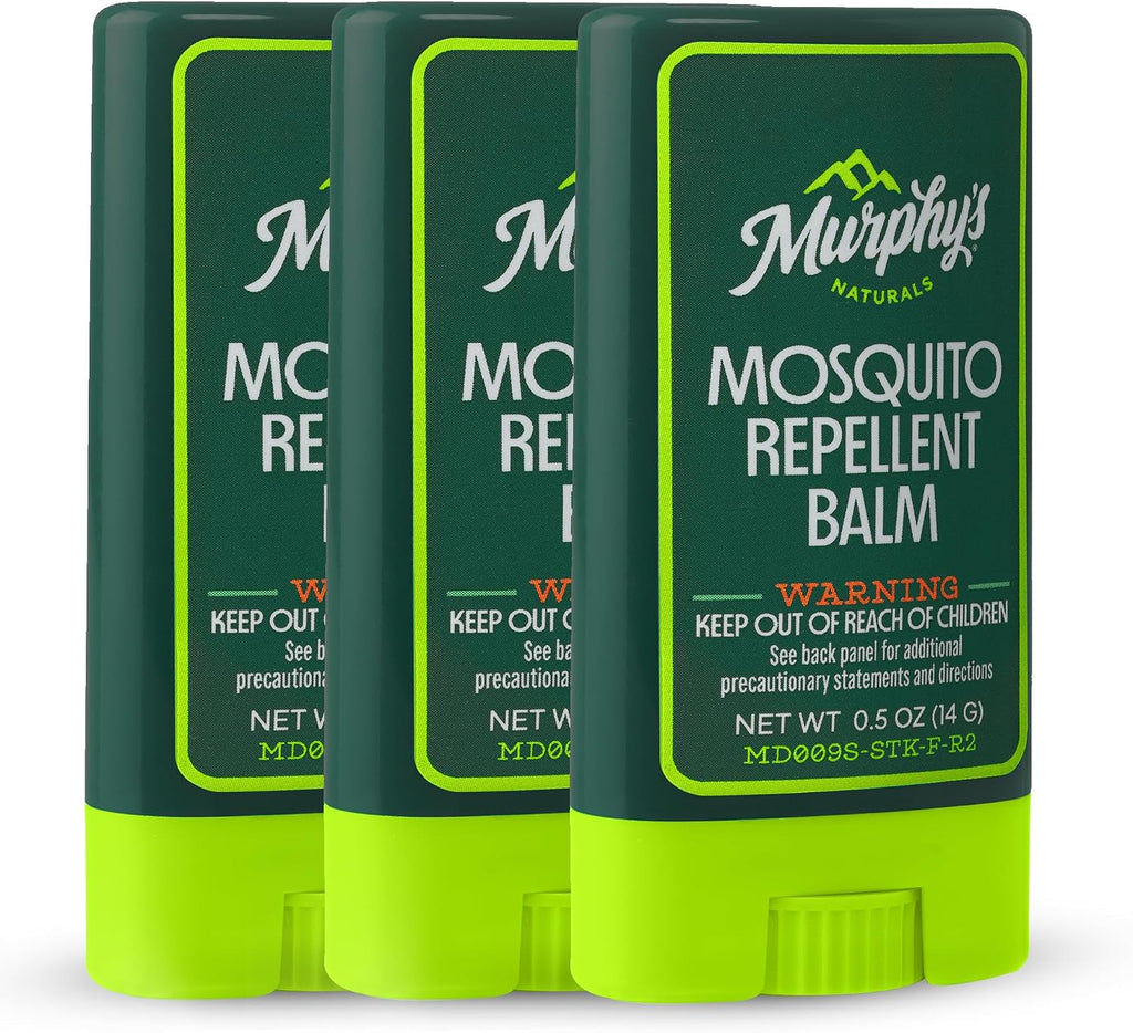 Murphy's Naturals Mosquito Repellent Balm, Plant-Based, 0.5 oz (Pack of 3) | Formulated with cedarwood, lemongrass & rosemary oils; DEET-free*, repels mosquitoes up to 2 hrs & ticks 1 hr; travel-size