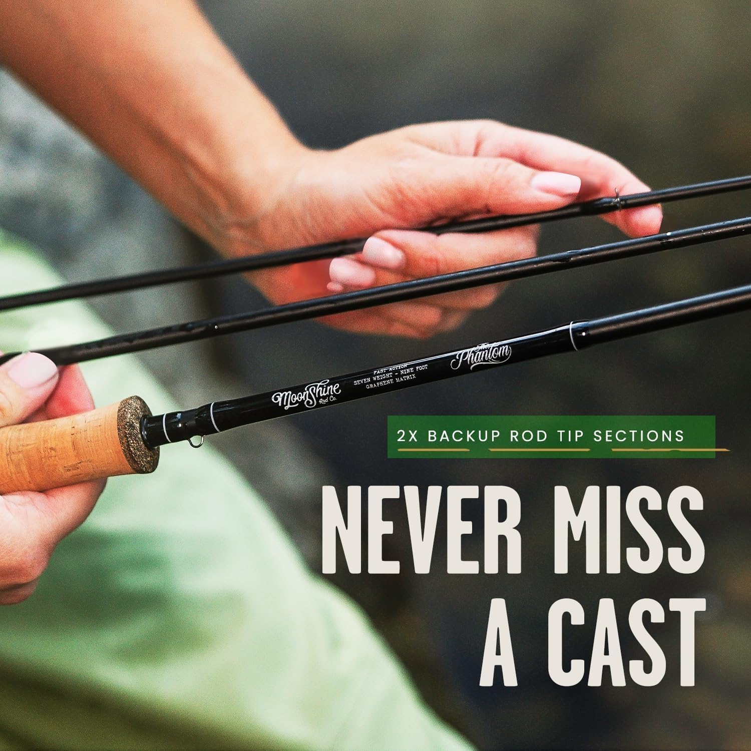 Moonshine Rod Company Fly Fishing Rod with Carrying Case and Extra Rod Tip