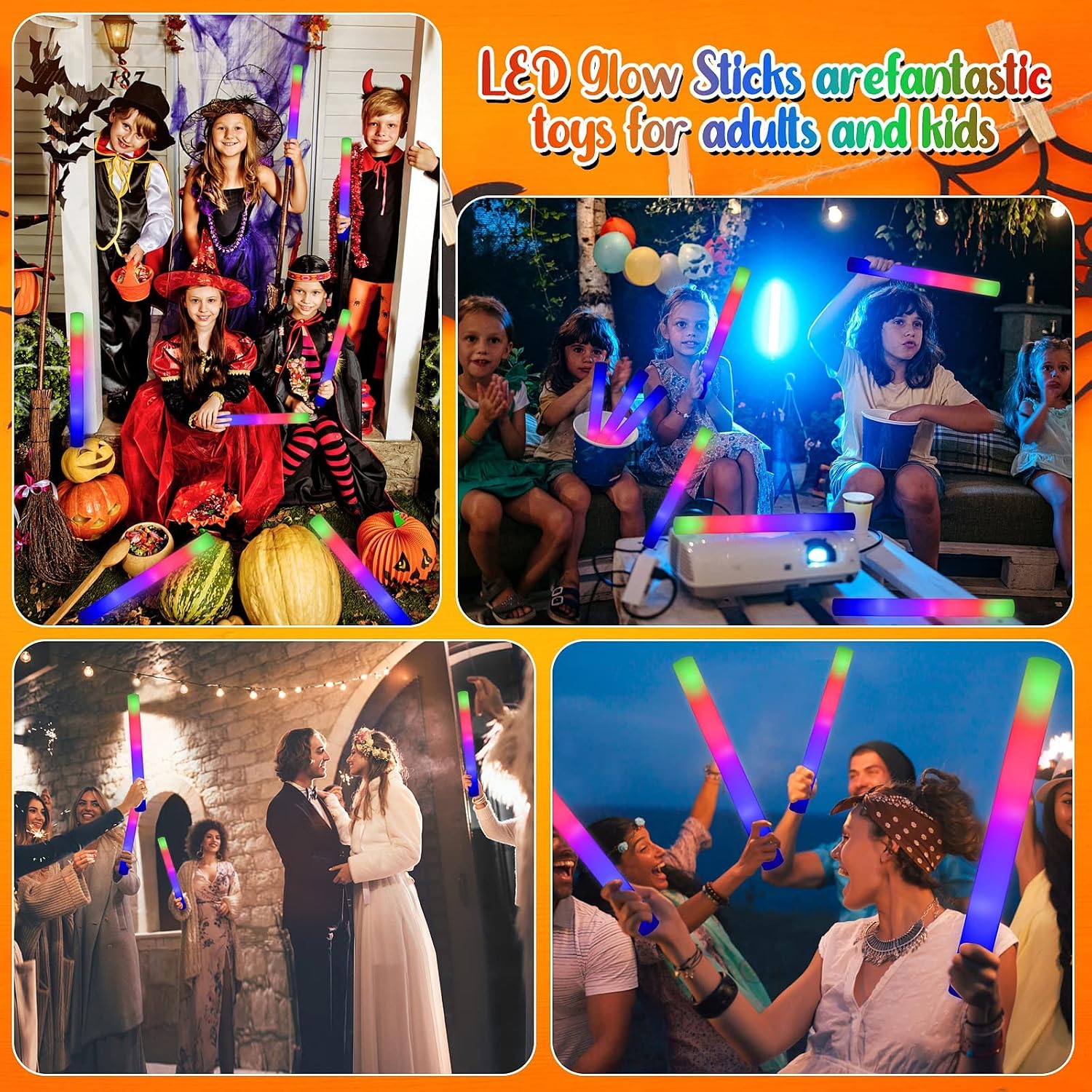 LifBetter 118 pcs Glow Foam Sticks, LED Glow Sticks 3 Modes Colorful Flashing, Foam Glow Sticks Bulk, Glow In The Dark Party Supplies for Weddings Parties Festivals Raves Concerts Sporting Events