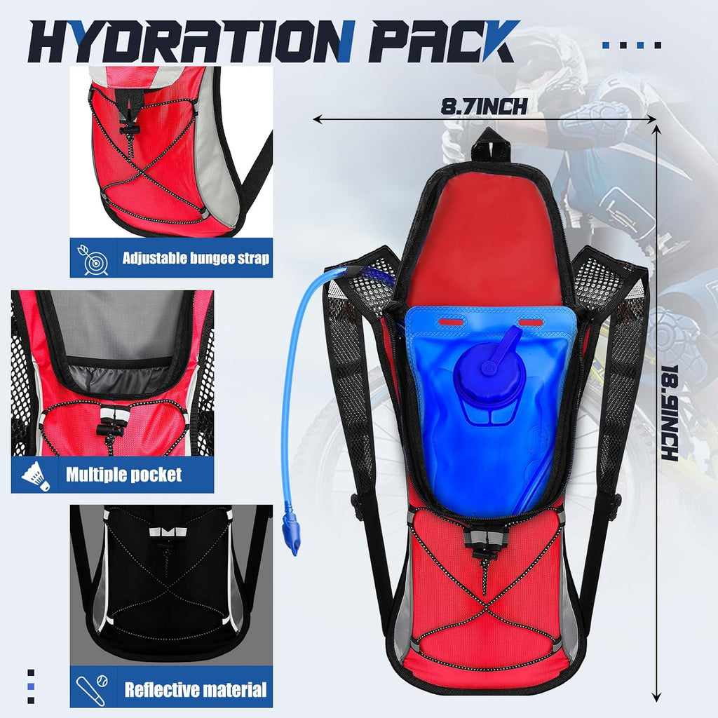 2 Pack Hydration Backpack Pack with 2L Water Bladder, Hiking Backpack with Hydration Bladder Water Rucksack Backpack Bladder Bag Cycling Bicycle Bike/Hiking Climbing Pouch