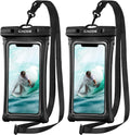 CACOE Floatable Waterproof Phone Pouch 2 Pack Up to 7.0",Black+Black