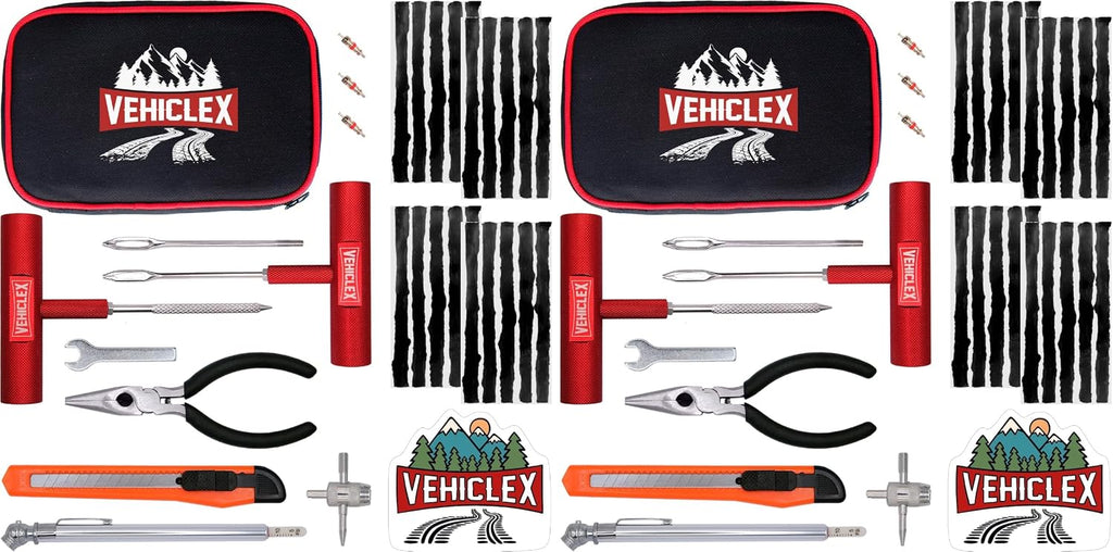Vehiclex Tubeless Tire Repair Kit with Aluminum T Handle Tools
