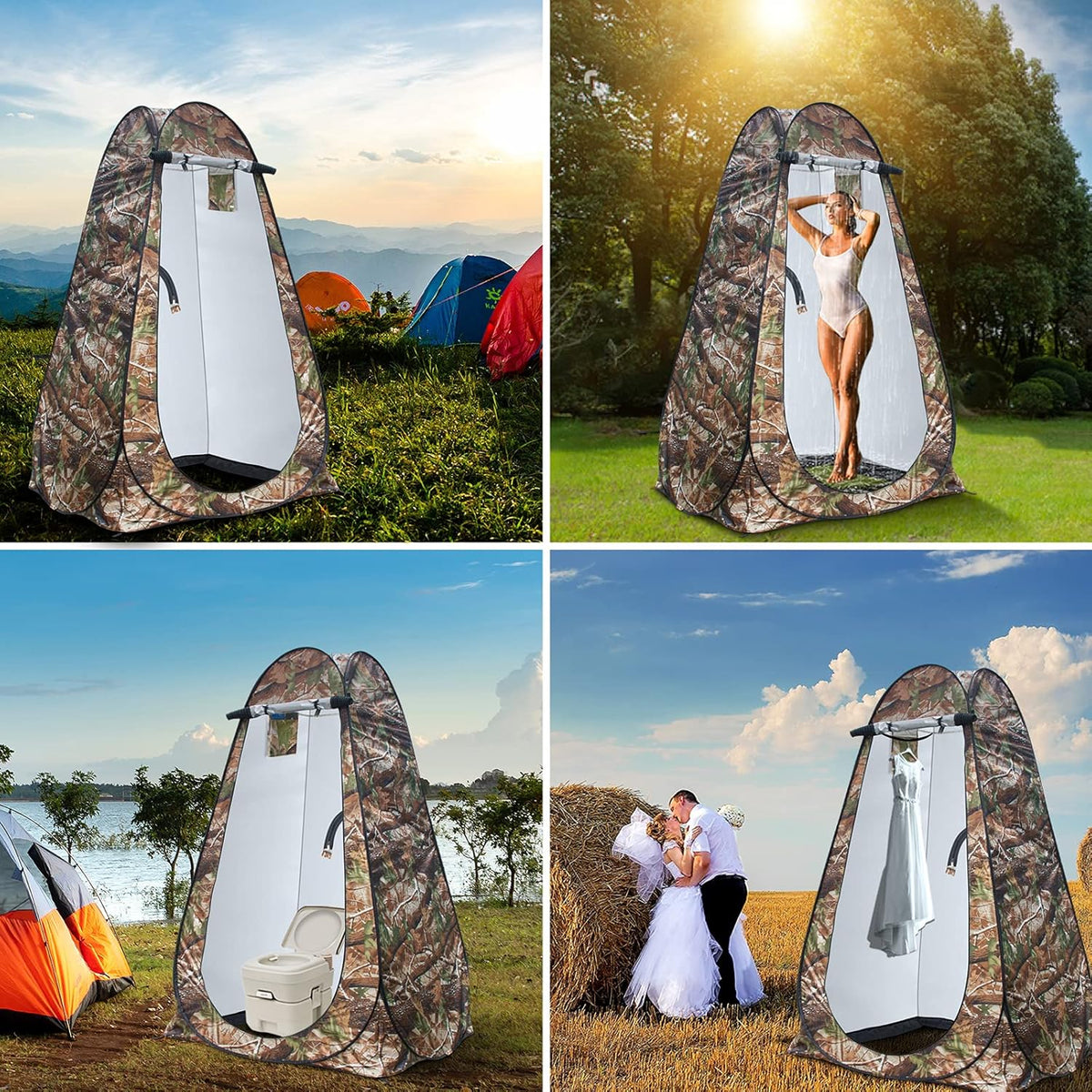 Anngrowy Pop Up Privacy Shower Tent - Portable Outdoor Camping Bathroom Toilet Changing Dressing Room - UPF40+ Waterproof