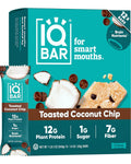 IQBAR Clean Protein Bars, Low Sugar Keto, Toasted Coconut Chip 12-Count