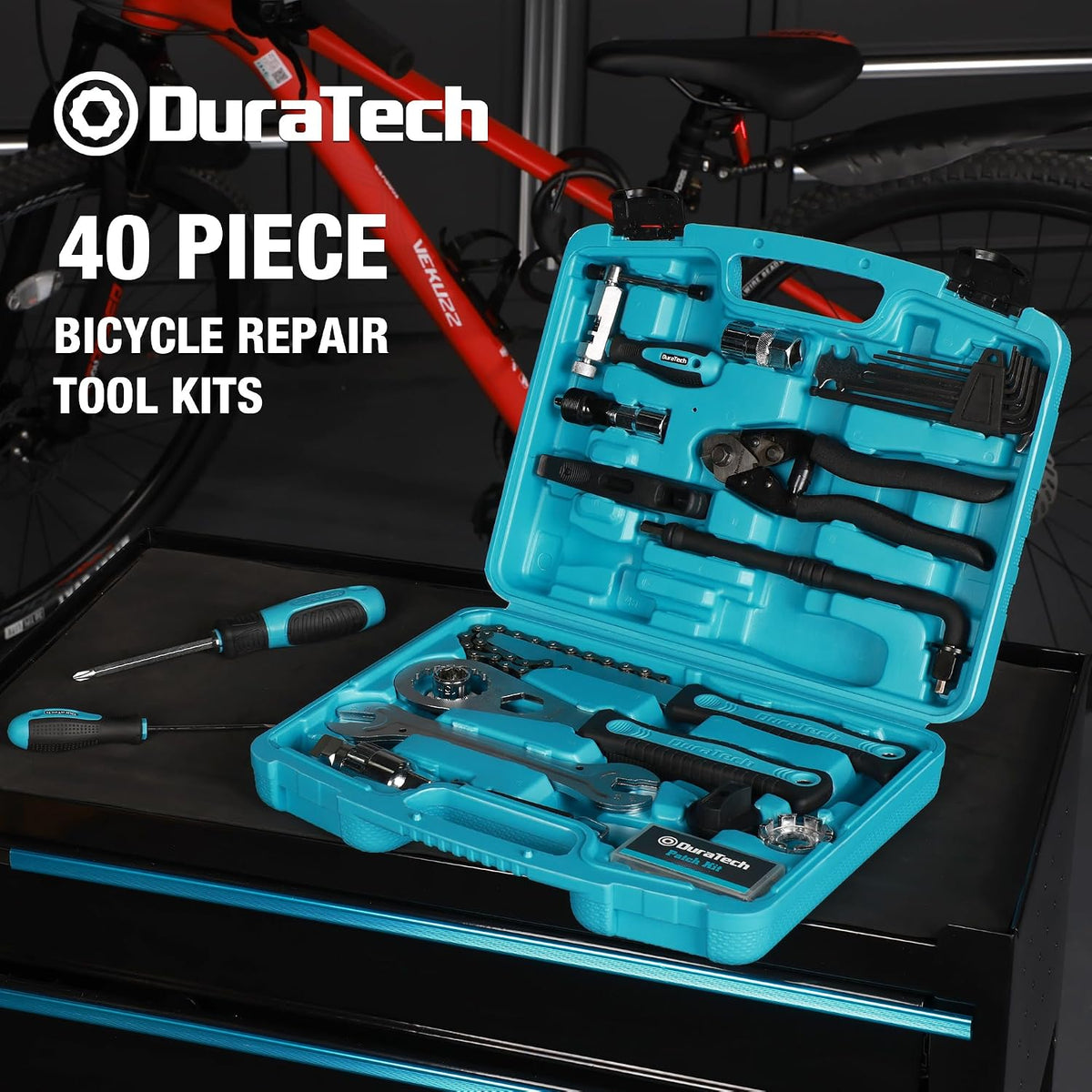 DURATECH 40PC Bike Repair Tool Kit with Carry Storage Case