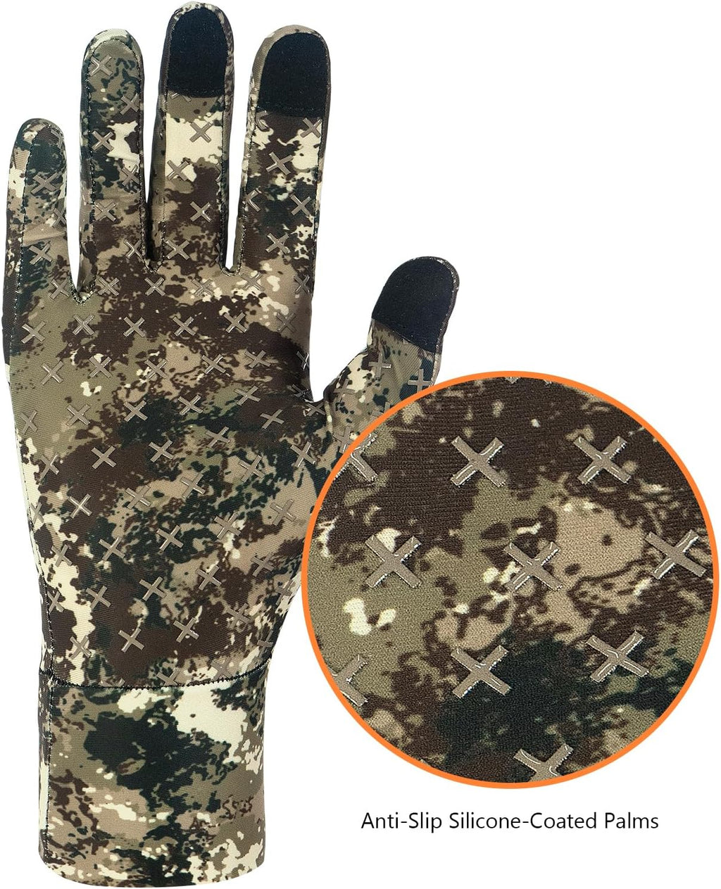BASSDASH Men’s Camo Hunting Gloves UPF 50+ Lightweight Touchscreen Gloves for Warm Weather Fishing Hiking Outdoor Activities