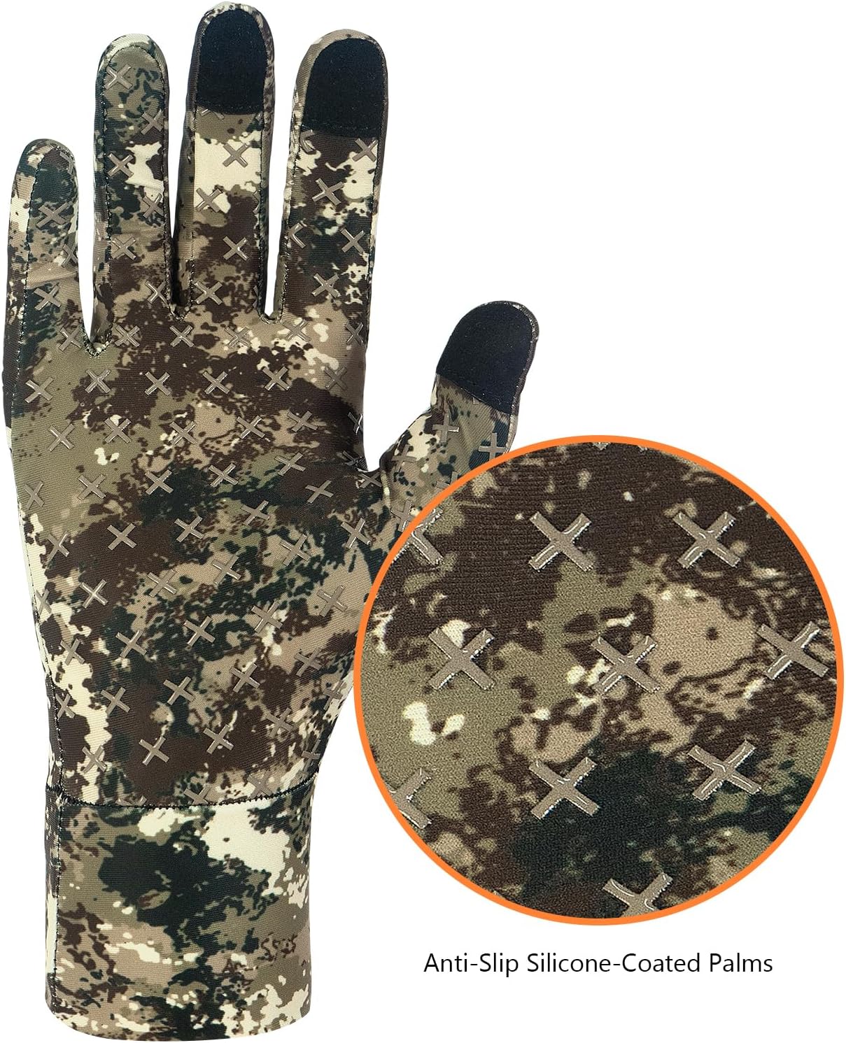 BASSDASH Men’s Camo Hunting Gloves UPF 50+ Lightweight Touchscreen Gloves for Warm Weather Fishing Hiking Outdoor Activities