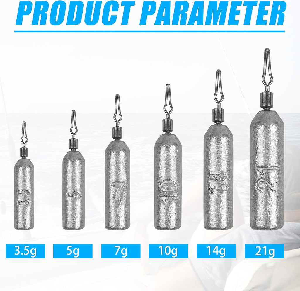 30 Pack Drop Shot Weights Skinny Pencil Sinkers for Bass Fish Drop Shot Rig