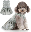 Fancy Cute Small Dog Dress for Girl - Elegant Lace Pet Dress with Floral Accents Puppy Apparel (Gray, M)