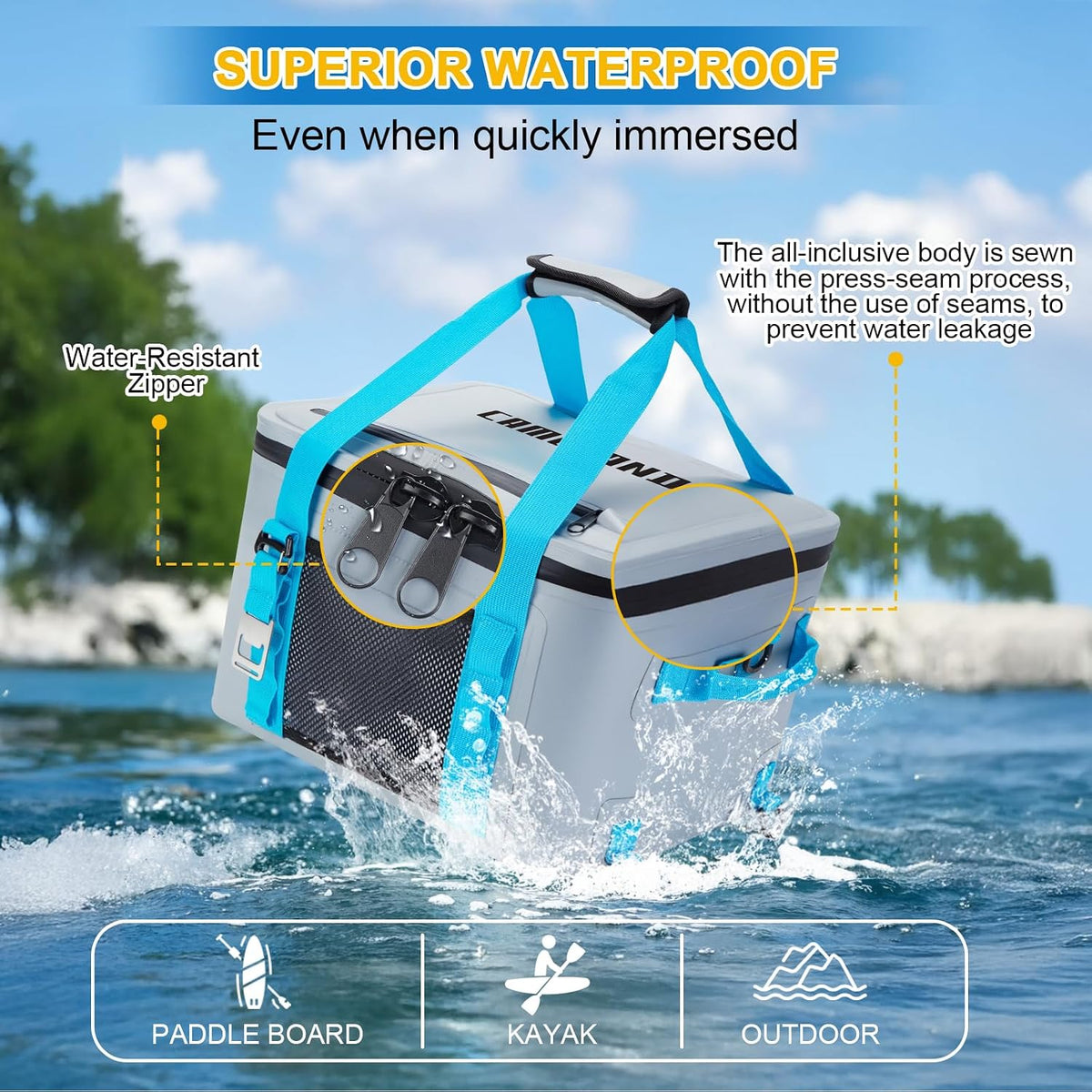 CAMULAND Waterproof Paddle Board Cooler Bag, 25L Insulated SUP Deck Bag