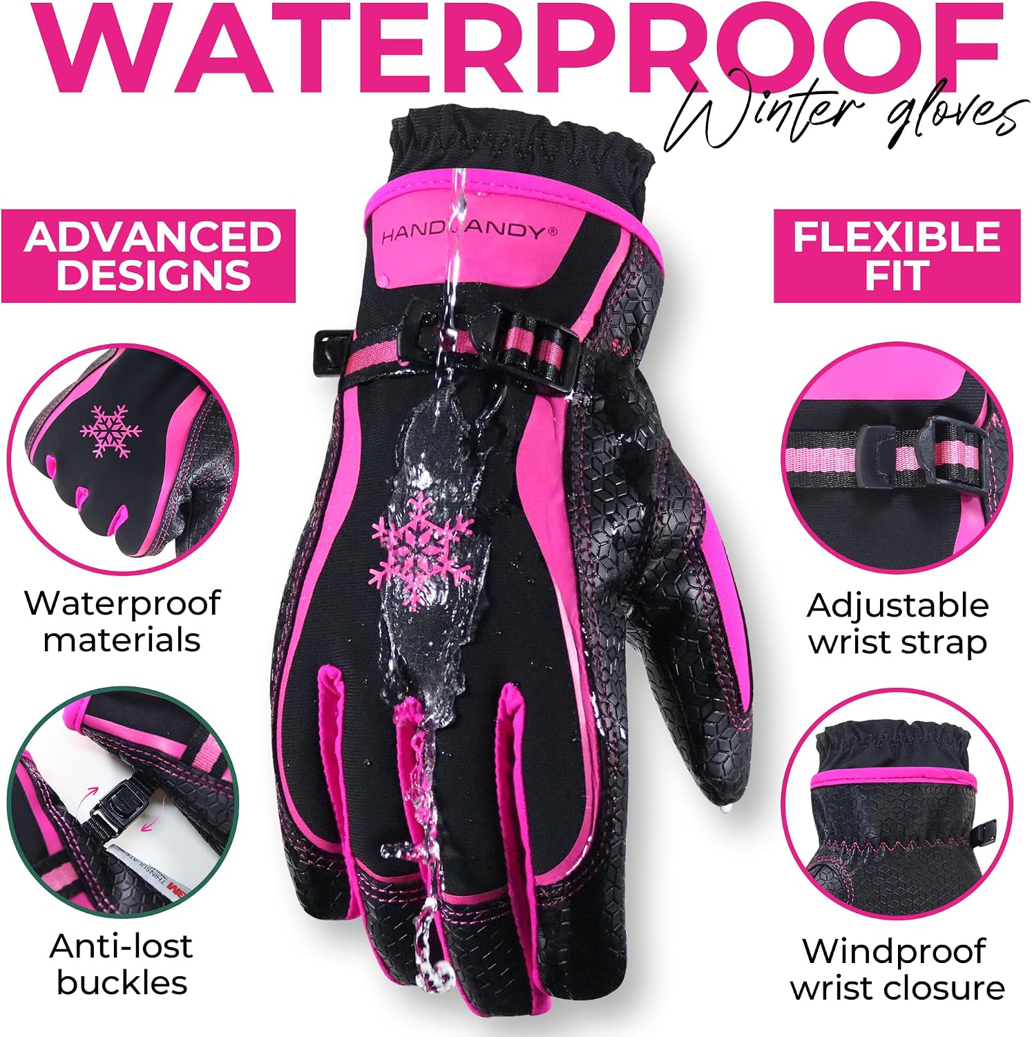 HANDLANDY Winter Work Gloves for Men Women, 3M Thinsulate Insulated Thermal Waterproof Skiing Hiking Cold Weather Gloves