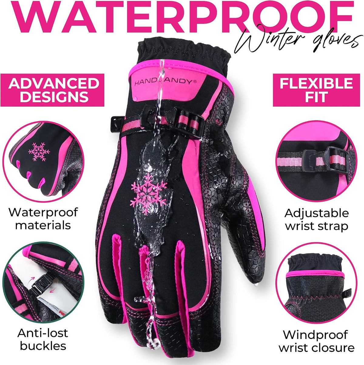 HANDLANDY Winter Work Gloves for Men Women, 3M Thinsulate Insulated Thermal Waterproof Skiing Hiking Cold Weather Gloves