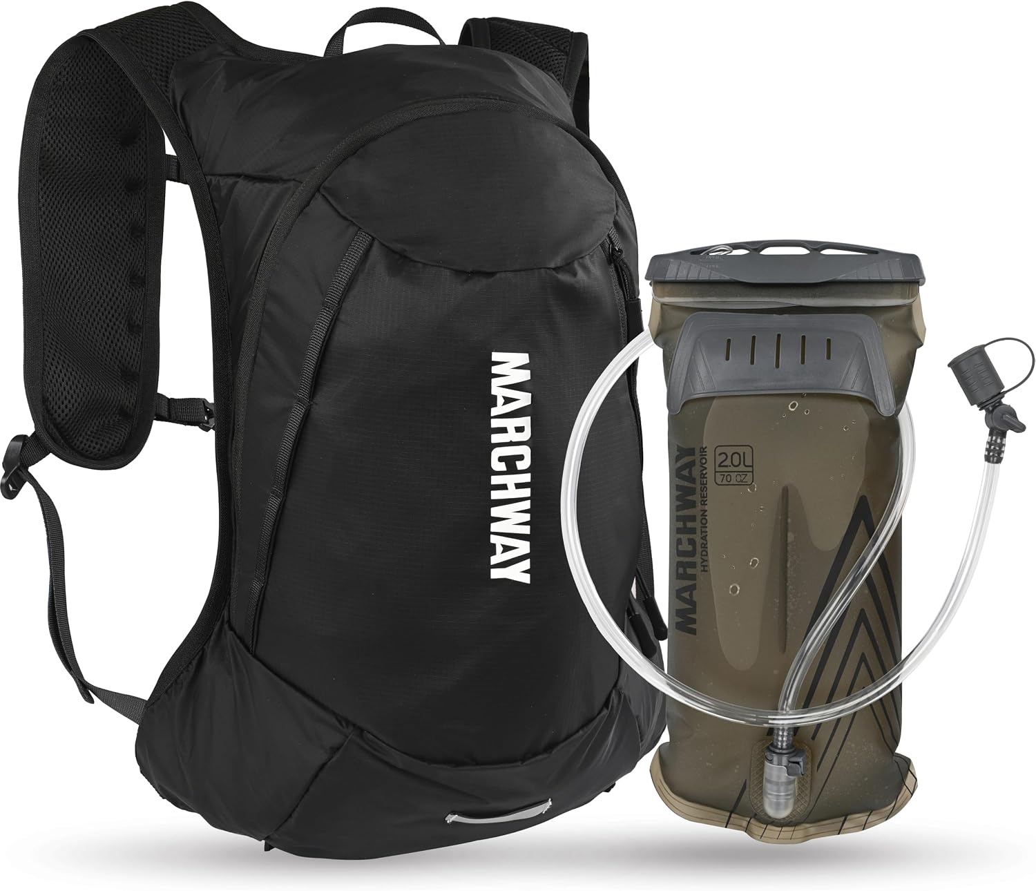 MARCHWAY Ultralight Hydration Backpack with 3L TPU Water Bladder, Sleek High-Capacity Day Pack for Cycling, Hiking, Running, Backpacking, Travel