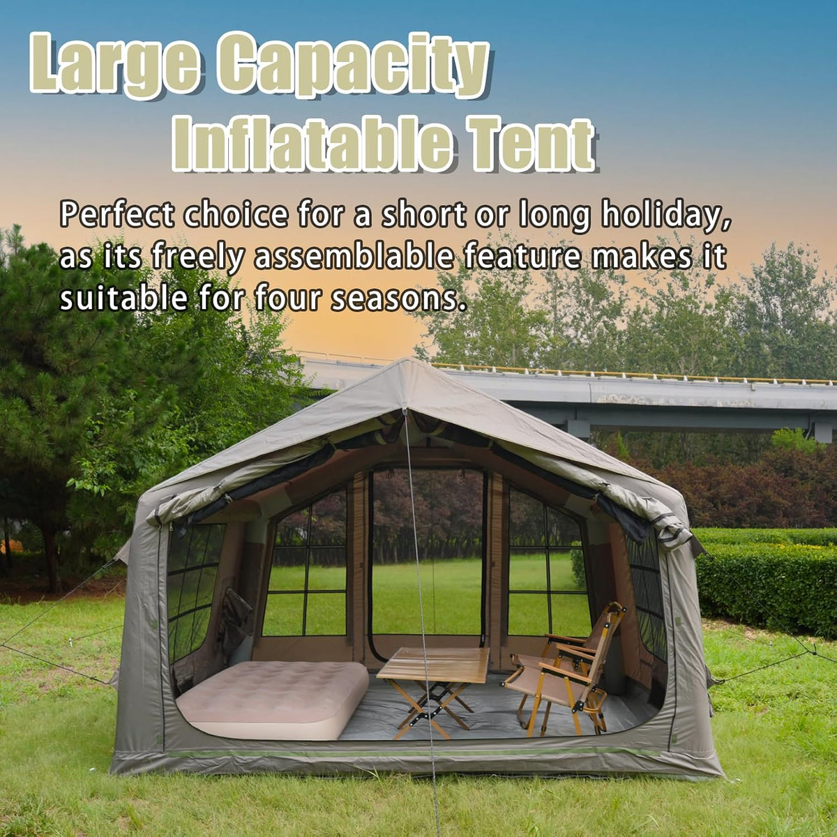 Inflatable Tent with Skylight & Stove Jack,Blow Up Tents, Hot Tent