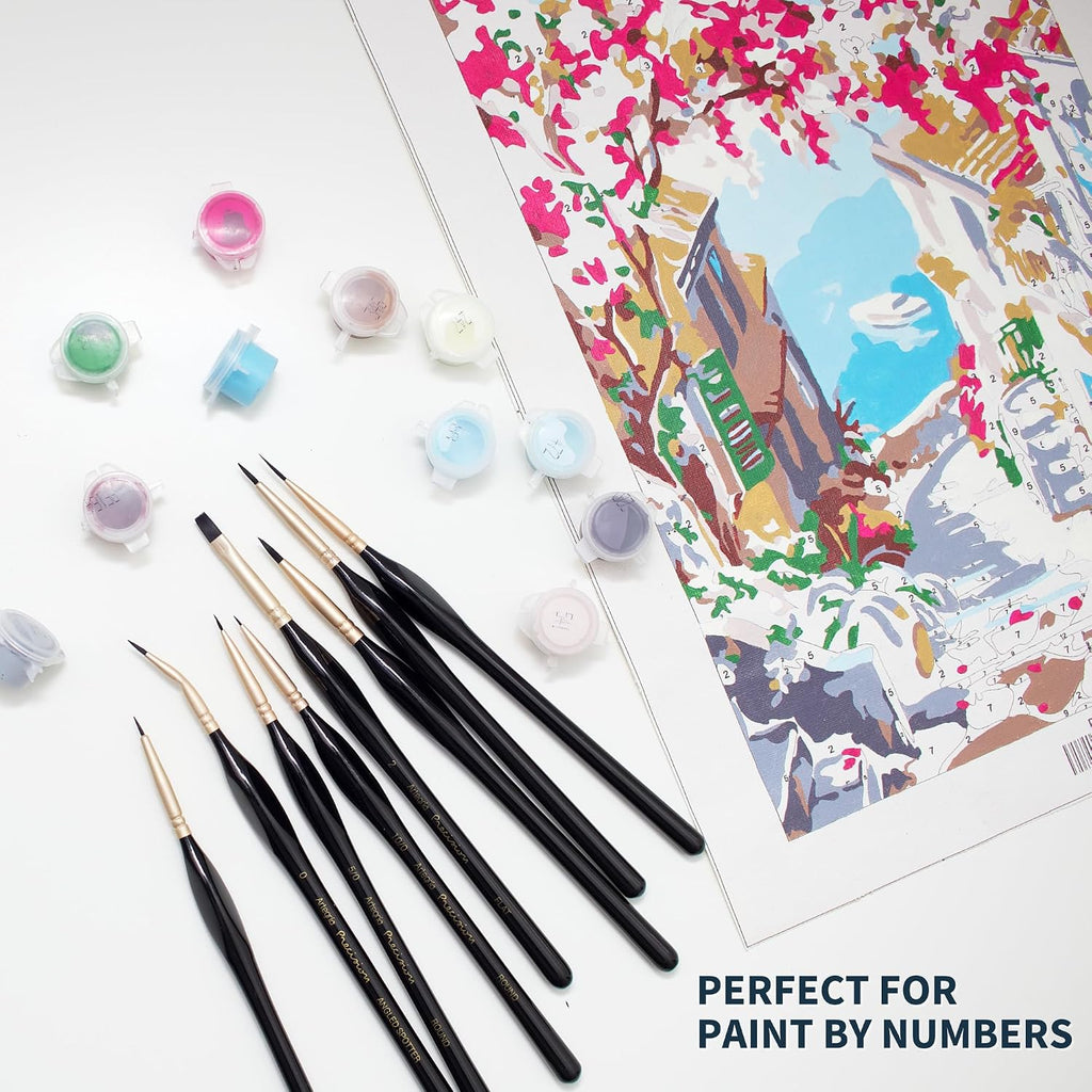 ARTEGRIA Detail Paint Brush Set, 8 Extra Fine Tip Miniature Brushes