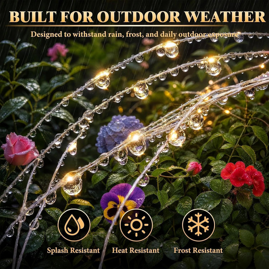 Solar Firework Lights Outdoor 4 Pack, 120LED Solar Starburst Twinkle Garden Lights with 8 Modes,Waterproof Decorative Fairy Light for Garden, Backyard, Halloween & Lawn Landscape Decor
