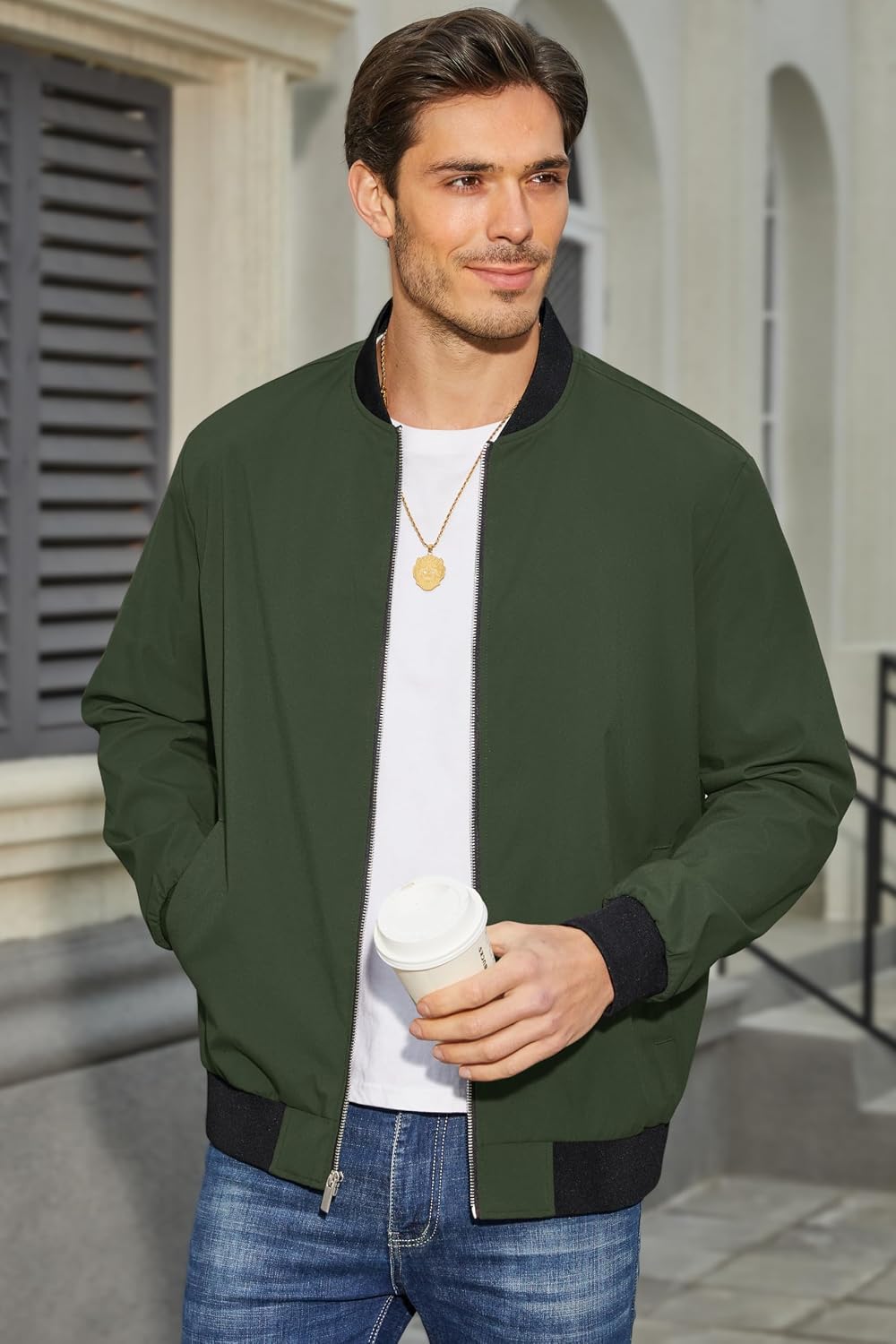 MAGCOMSEN Men's Bomber Jacket Lightweight Full Zip Windbreaker Jackets