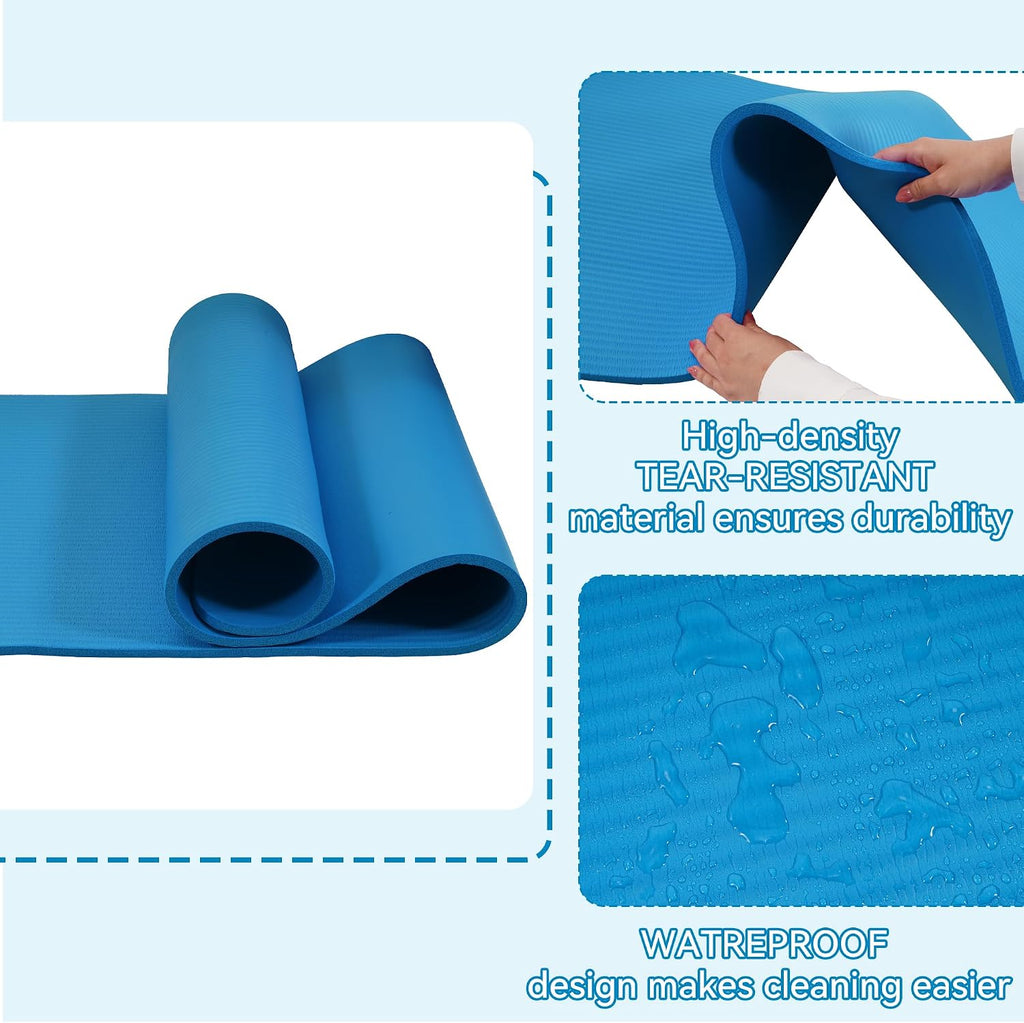 Fitvids 1/2-inch Thick High Density Exercise Yoga Mat with Carrying Strap
