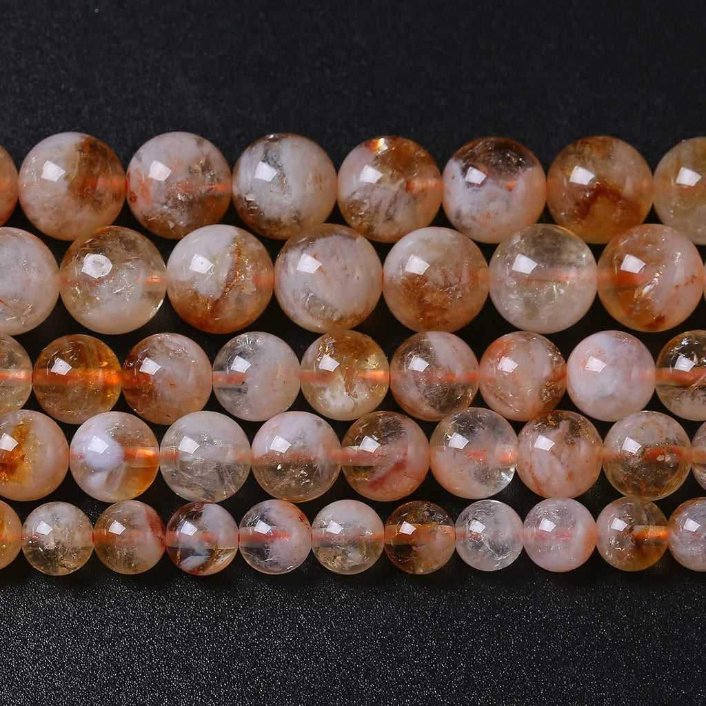 10MM 38PCS Natural Stone Citrine A Grade Quartz Crystal Loose Beads for Jewelry Making DIY Bracelet Necklace 1 Strand 15’’