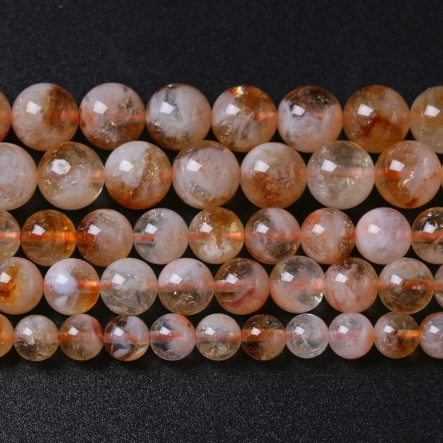 10MM 38PCS Natural Stone Citrine A Grade Quartz Crystal Loose Beads for Jewelry Making DIY Bracelet Necklace 1 Strand 15’’