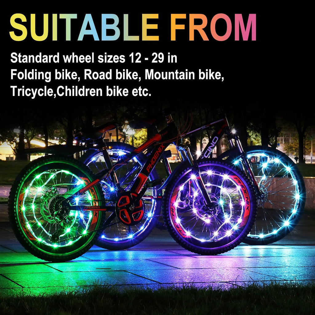 LED Bike Wheel Lights,2-Tire Pack USB Rechargeable Bike Lights with Batteries Included, Best Bicycle Lights - Stocking Stuffer Birthday Gift for Kids, Girls, Boys, Adults