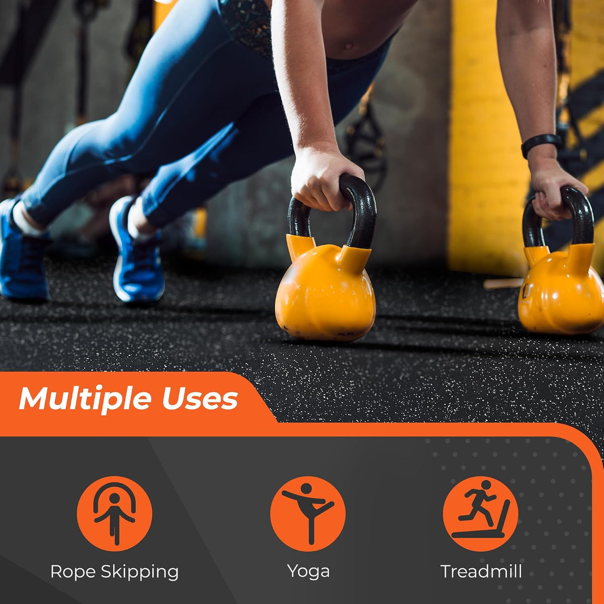 SUPERJARE 0.4'' Thick 24 Pcs 96 Sq Ft Rubber Top Exercise Equipment Mats