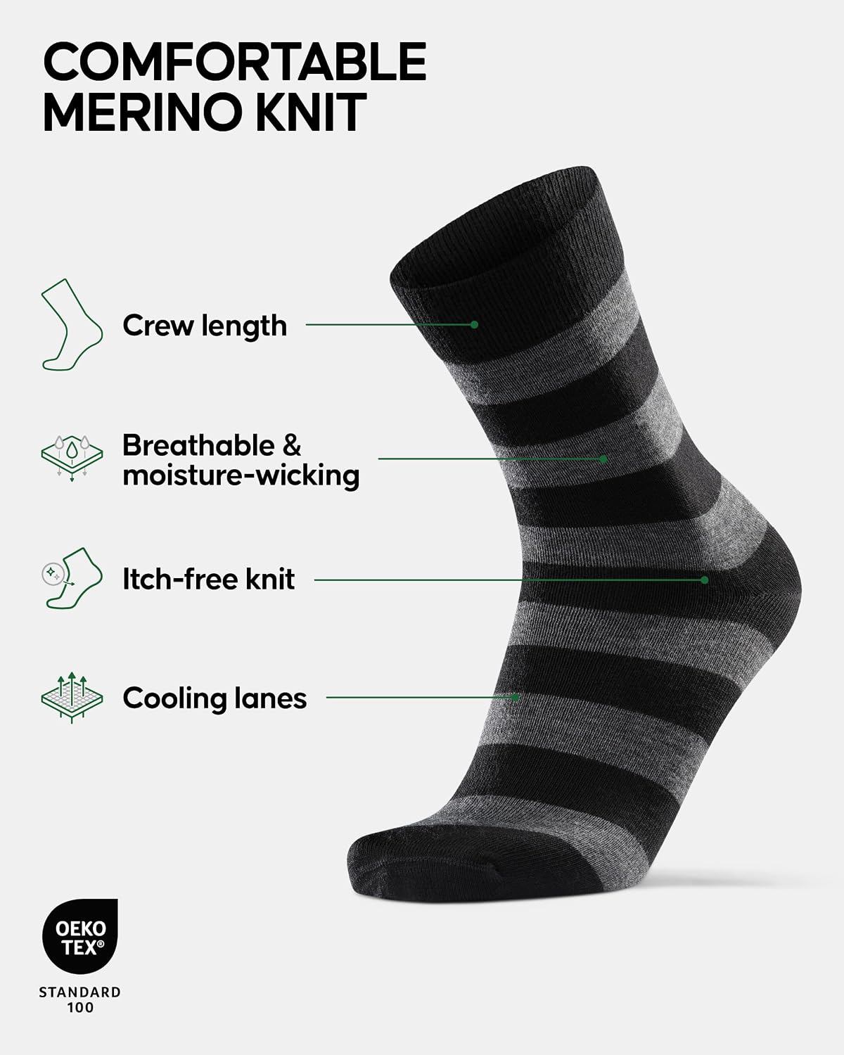 DANISH ENDURANCE Merino Wool Dress Socks, Lightweight & Thin, 3 & 5-Pack