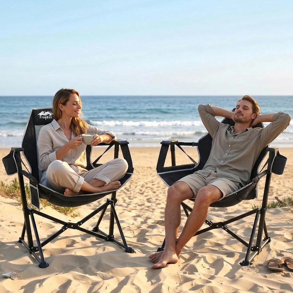 Fragess Portable Hammock Camping Chair with Adjustable Back, Folding Hammock Chair Supports 330lbs, Camping Swing Chair for Adults, Camping Hammock Chair for Lawn, Concerts, Backyard, Stargazer