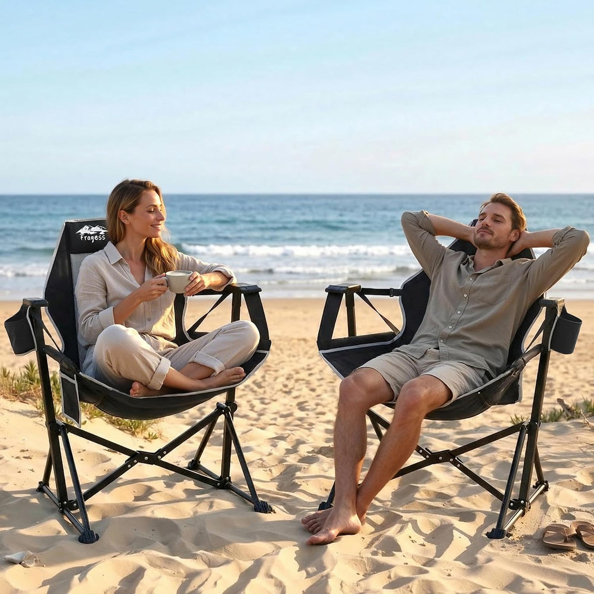 Fragess Portable Hammock Camping Chair with Adjustable Back, Folding Hammock Chair Supports 330lbs, Camping Swing Chair for Adults, Camping Hammock Chair for Lawn, Concerts, Backyard, Stargazer