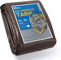 GUARD SHIELD Tarps Heavy Duty Waterproof 16x20 Feet Brown/Bright Silver Poly Tarp Cover Outdoor Thick UV Resistant Tarpaulin with Grommets 10mil