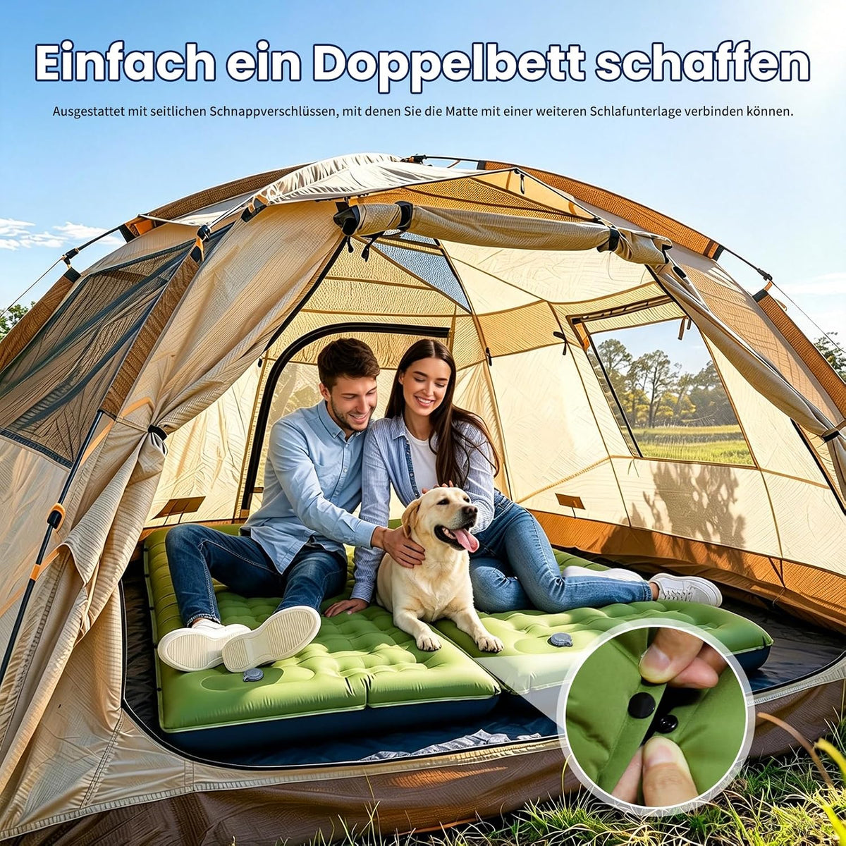 Camping Sleeping Pad, 5" Thick Inflatable Sleeping Pad with Pillow