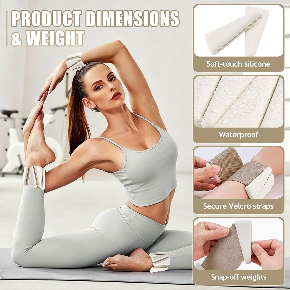 Ankle Weights for Women Adjustable Wrist Weights Set of 2 (1 lb/2 lb Each)