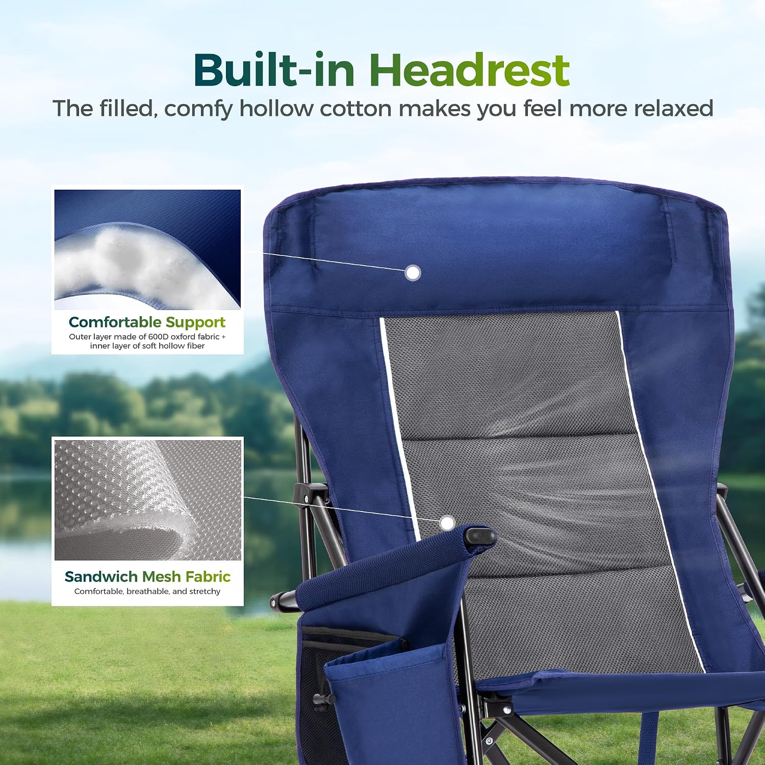 ALPHA CAMP Oversized Camping Chair for Adult Lawn Chair for Outdoor Camping