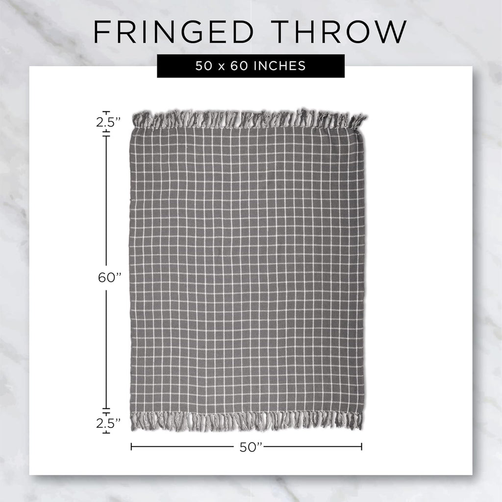 DII Rustic Farmhouse Double Diamond Woven Throw, 50x60, Mineral