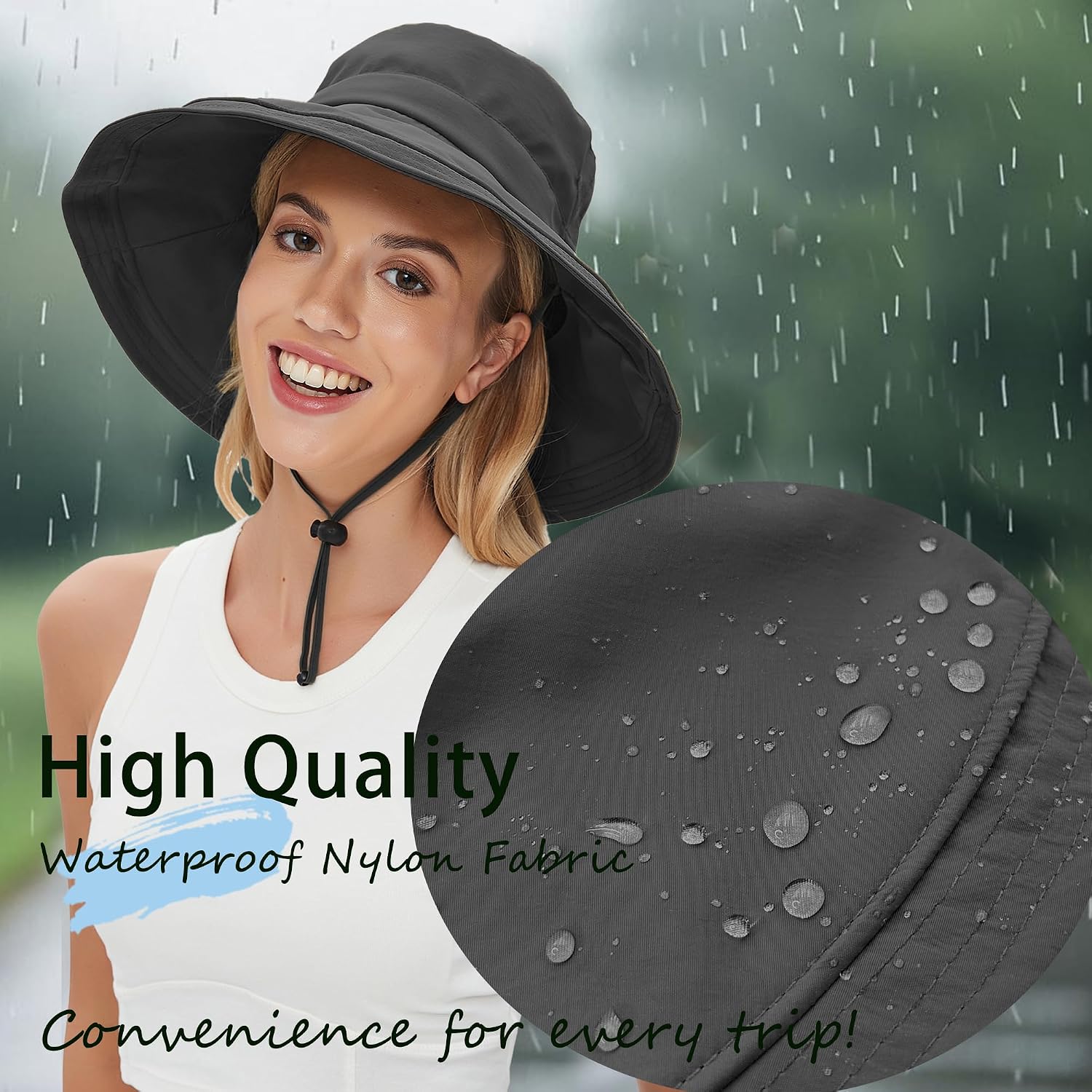 Sun Hats for Women UV Protection Wide Brim Hat with Ponytail Hole