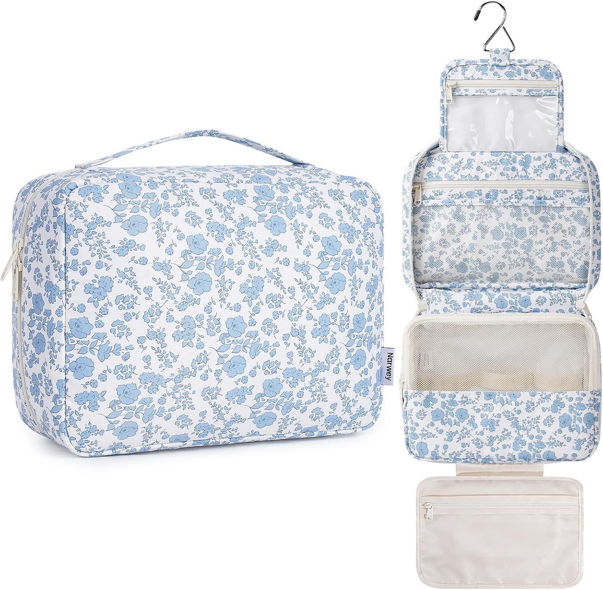 Narwey Hanging Travel Toiletry Bag for Women, Large Makeup Cosmetic Bag