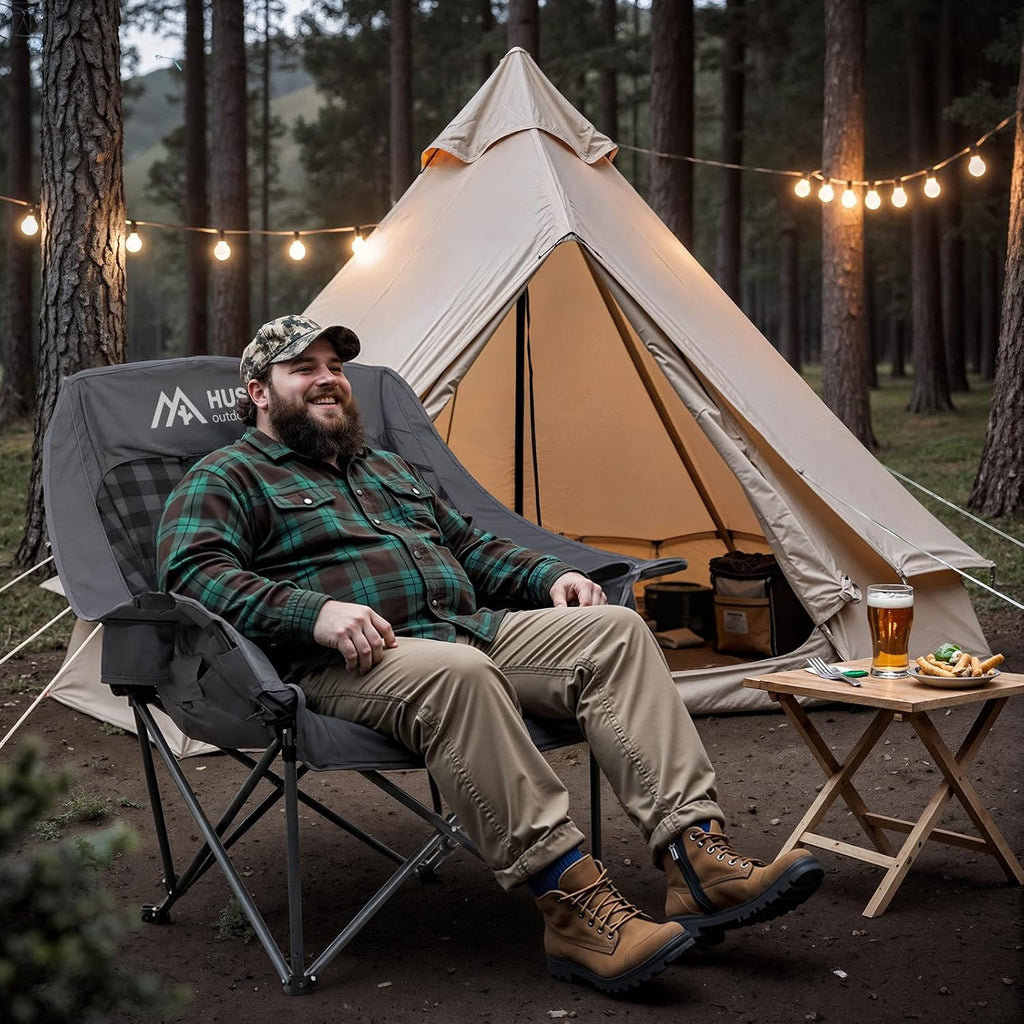 Oversized Heated Camping Chair with 3 Levels Adjustable Temperature Grey