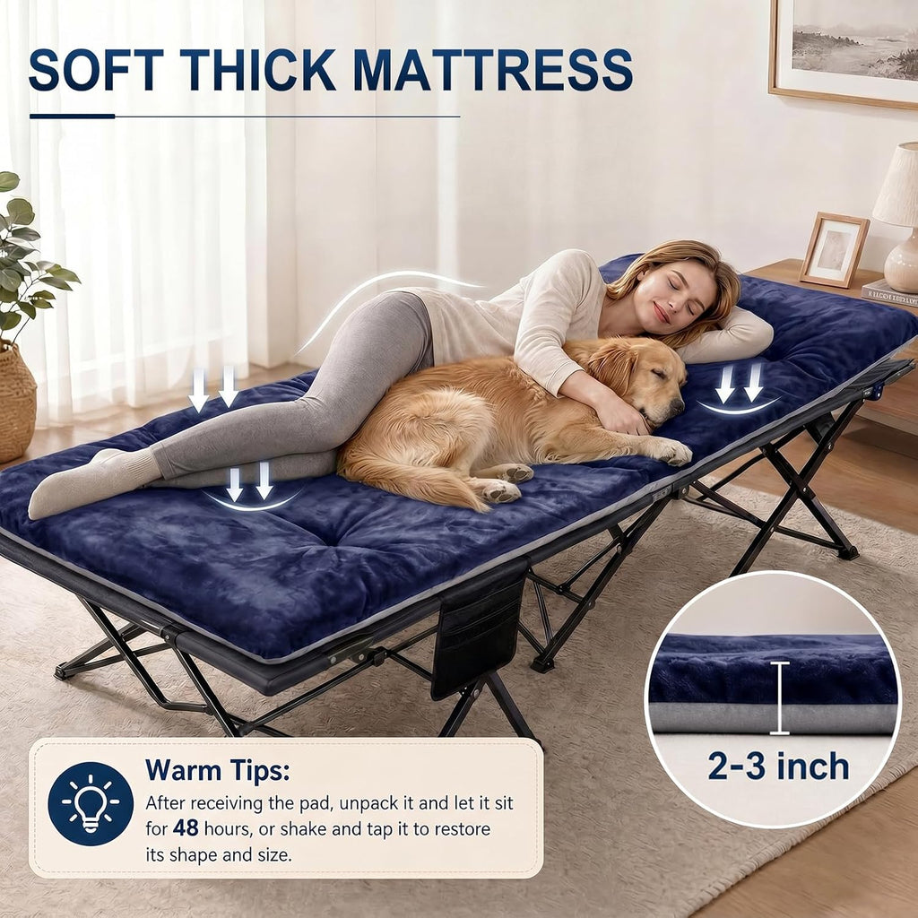SWTMERRY Cot Mattress Topper - Quilted Cot Pads for Camping, Soft Comfortable Sleeping Cot Mattress Pad Only, Camping Pad 75"x28" for Camp Cot/Rv Bunk/Narrow Twin Bed