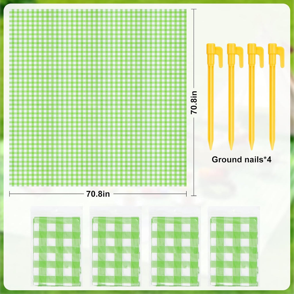 4 Pcs Disposable Outdoor Picnic Blankets 70.9''x70.9'' Portable Pocket Blanket Foldable Waterproof Picnic Mats Sandproof Beach Blanket with Ground Spikes for Beach Travel Hiking Camping