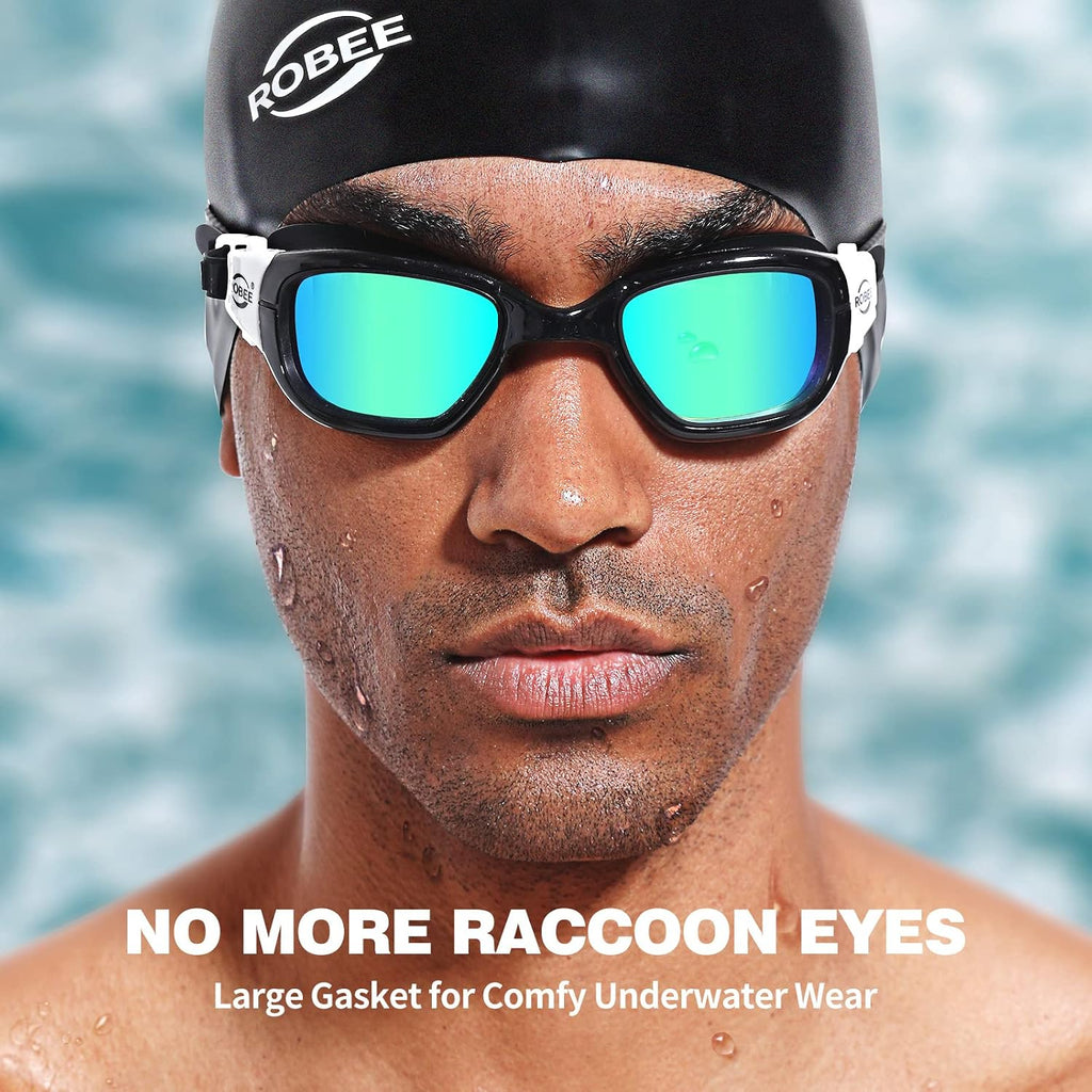 Robee Swim Goggles for Men Women Youth, Anti-Fog No Leaking