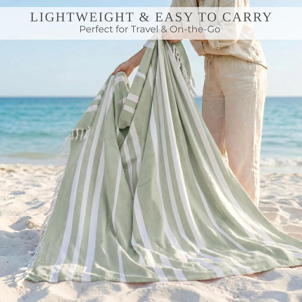 Beautiful Extra Large Beach Blanket with Tassels - Soft Turkish Towel