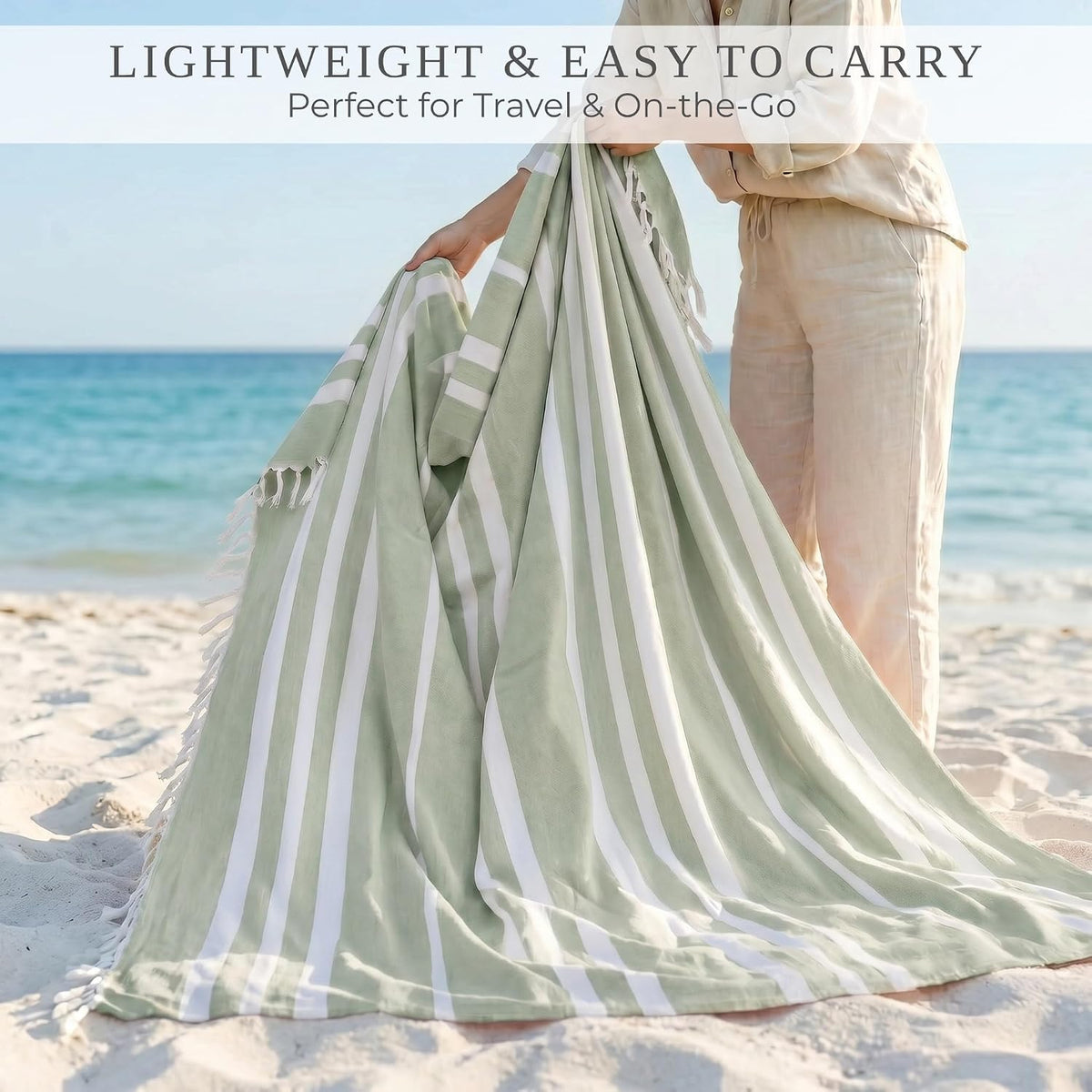 Beautiful Extra Large Beach Blanket with Tassels - Soft Turkish Towel