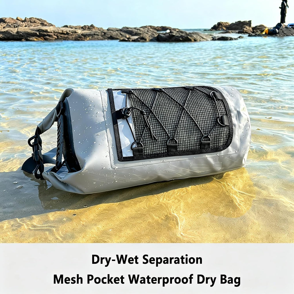 SHENDU 20L Roll-Top Waterproof Dry Bag Backpack for Kayaking Hiking(gray)