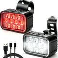 Victoper 10 LED Bike Light, 8+9 Modes USB Rechargeable Bicycle Lite, High Lumens Super Bright Bike Headlight & Taillight Set, Waterproof Safety Bike Front & Rearlight for Road, Night Riding