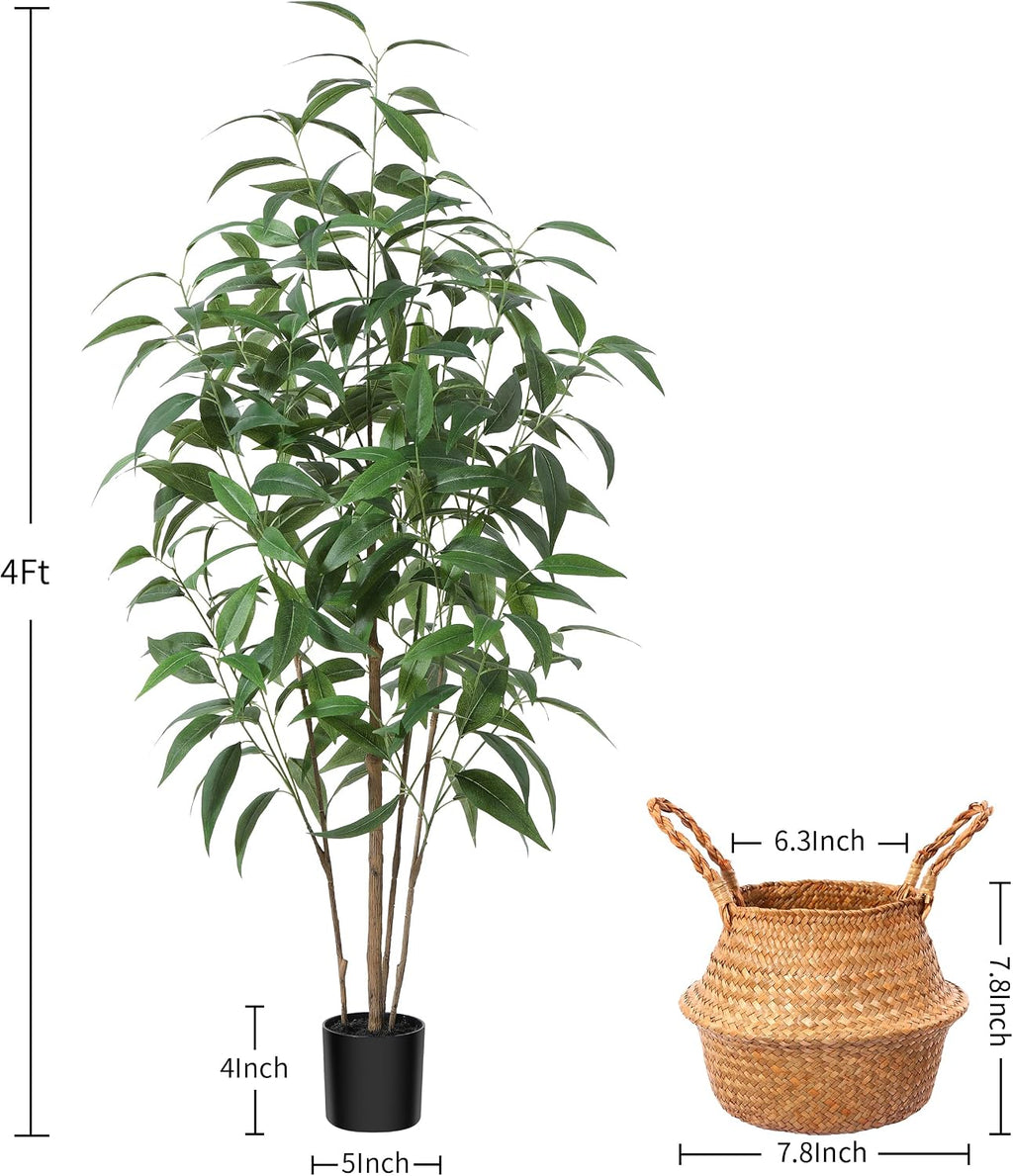 Ferrgoal 4Ft Artificial Eucalyptus Plant with Basket & Silk Leaves