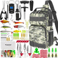 THKFISH 85Pcs Fishing Tool Kit, Fishing Backpack with Tackle Boxes Included, Fishing Tackle Kit Include Fishing Bait Lure Gear Kit, Fishing Pliers, Fish Hook Remover, Lip Gripper